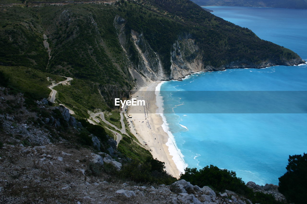 High angle view of beach and sea