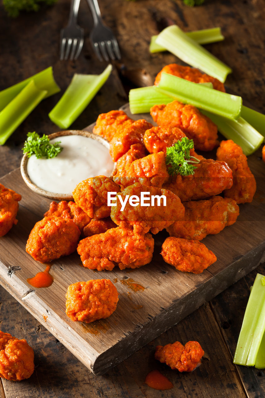 high angle view of food on table