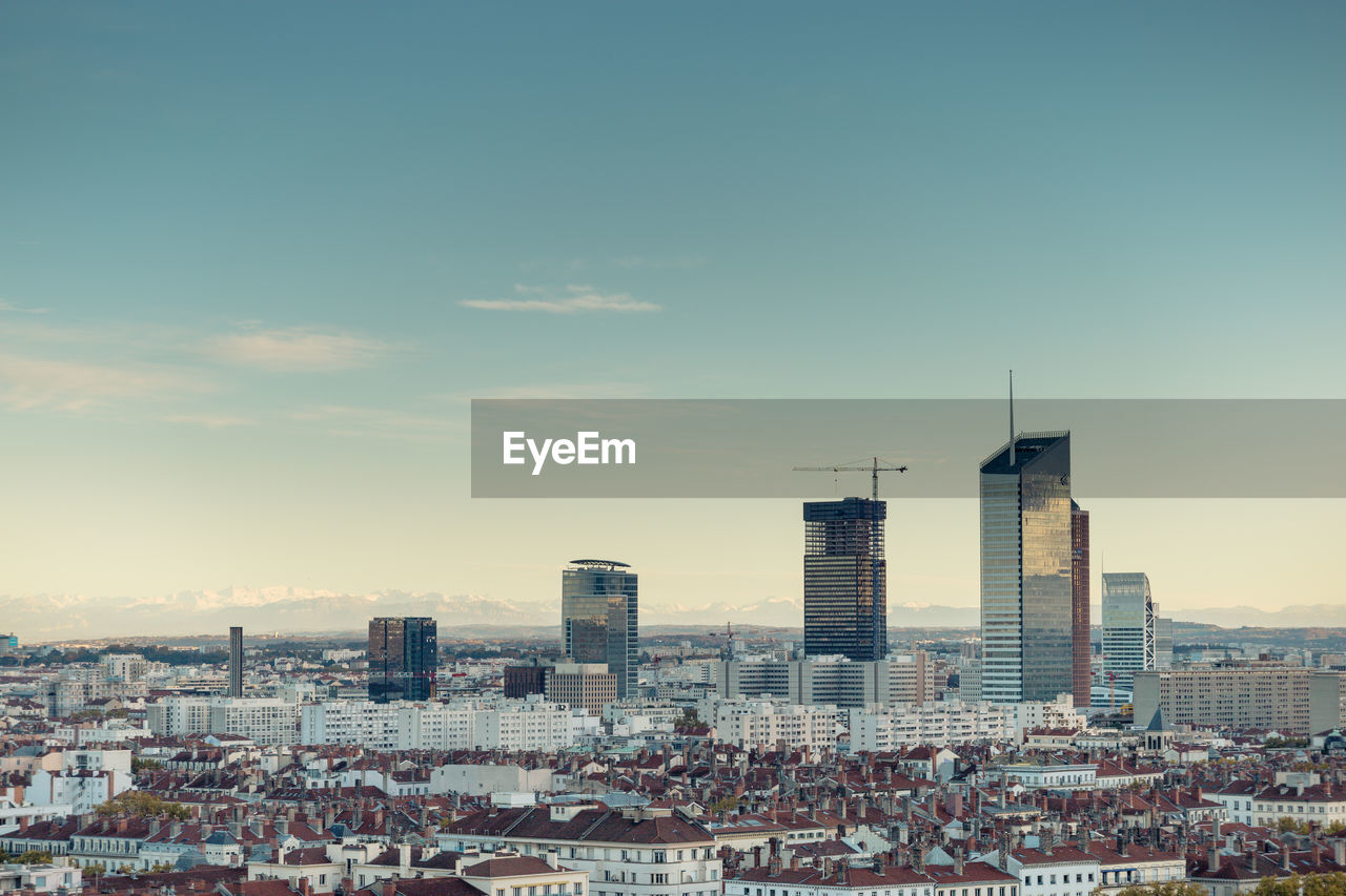 Panorama of the city of lyon, its towers and its old quarters