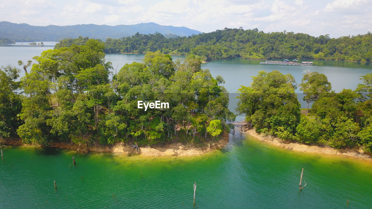 Scenic view of lake against sky