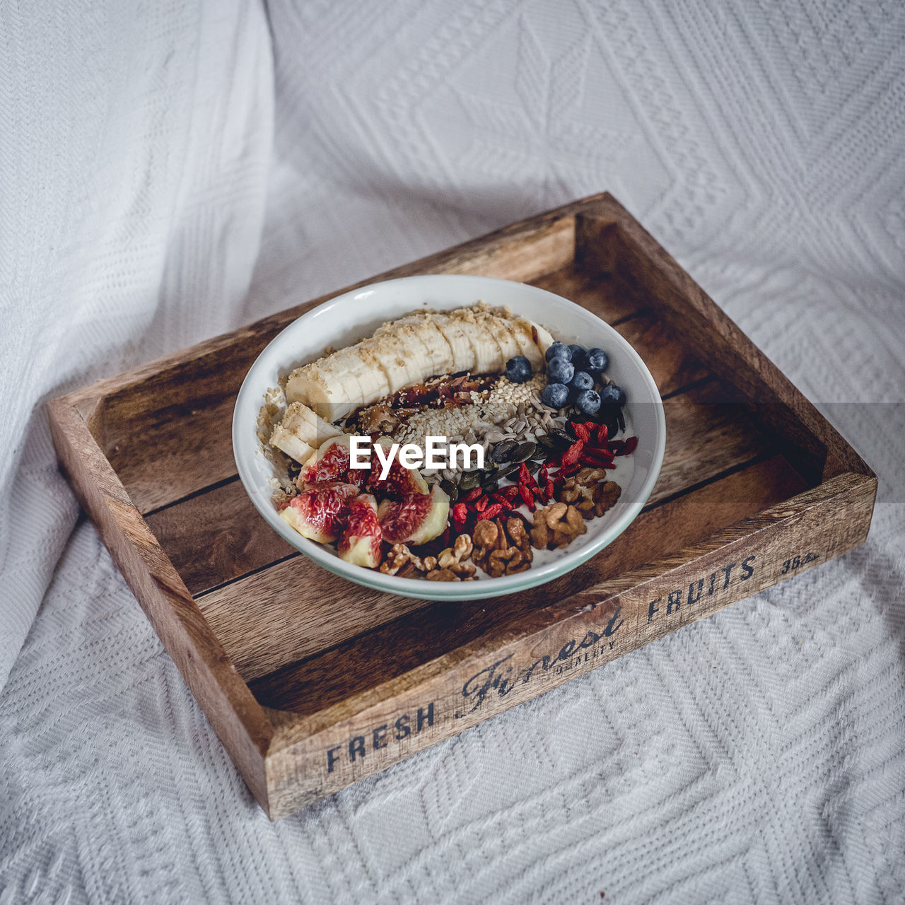 High angle view of breakfast served in bowl