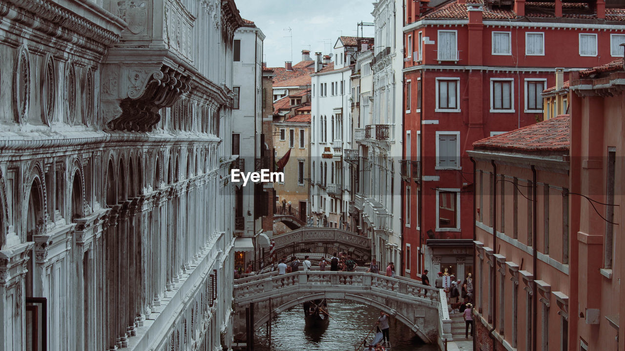 Facade of buildings and canal in venice