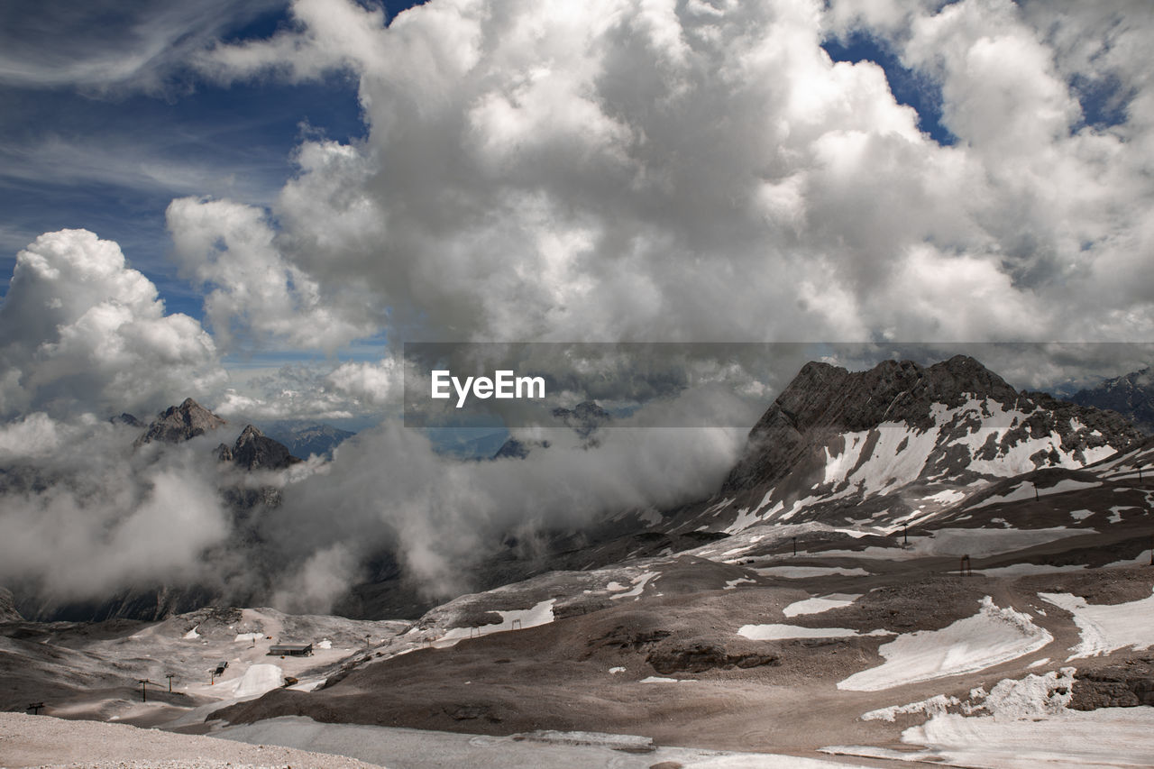 Healthy lifestyle breathe clean air watch fantastic play clouds germany's highest mountain zugspitze