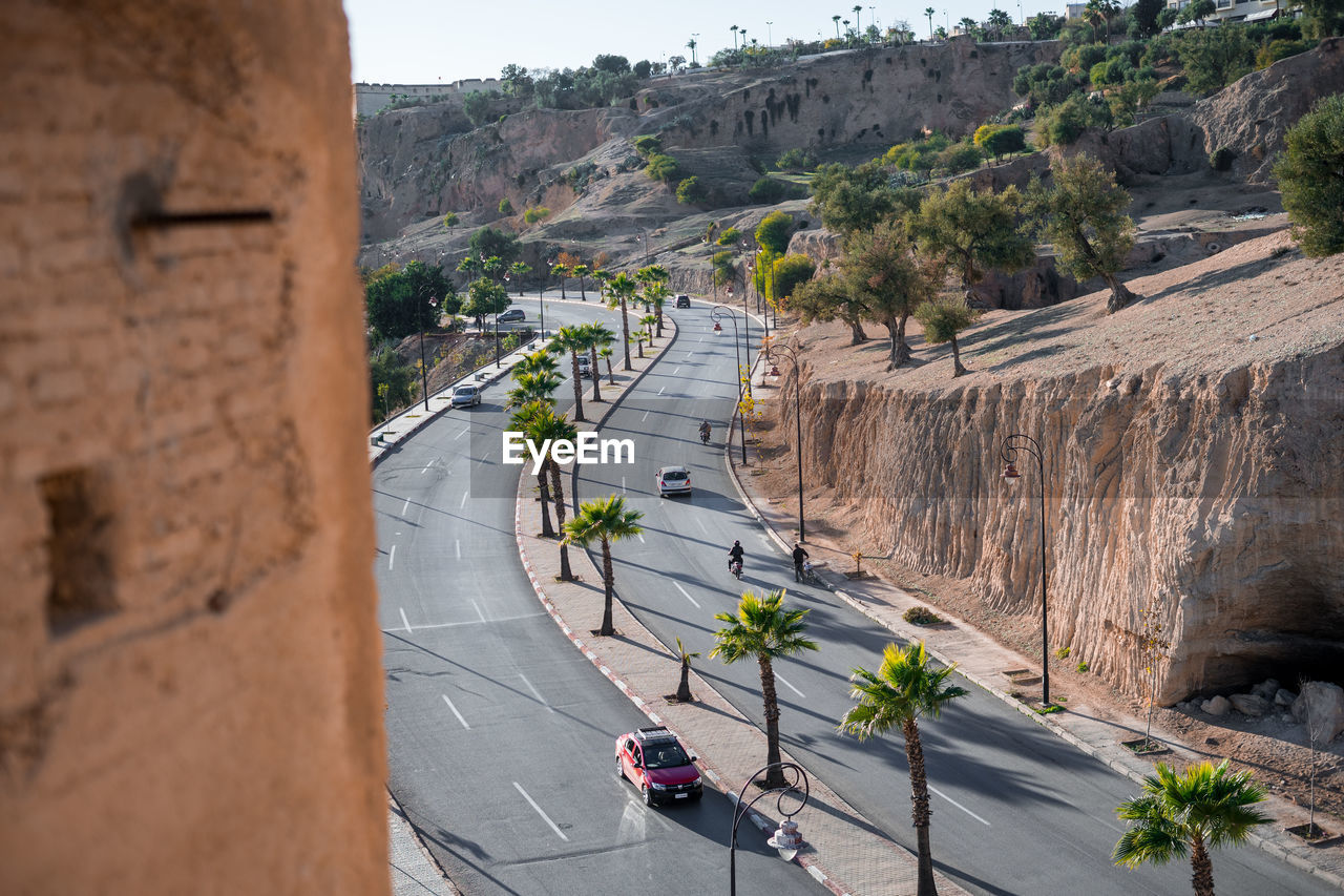 Panoramic view over the road nearby the old medina of fes