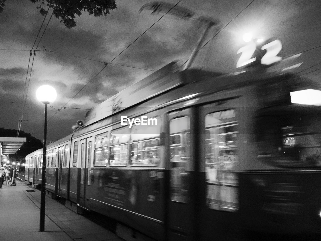 View of blurred train at railway station