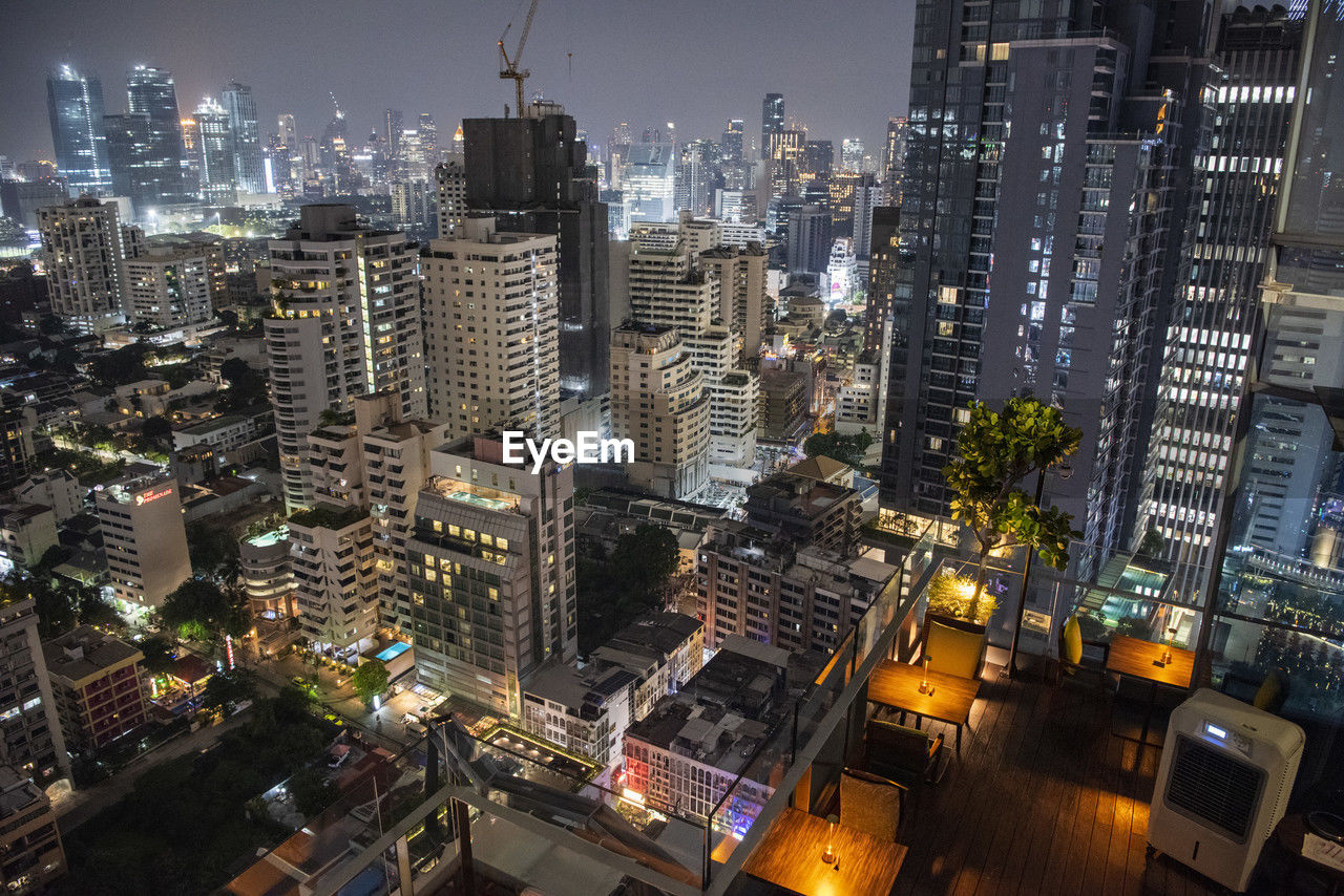 high angle view of illuminated city at night