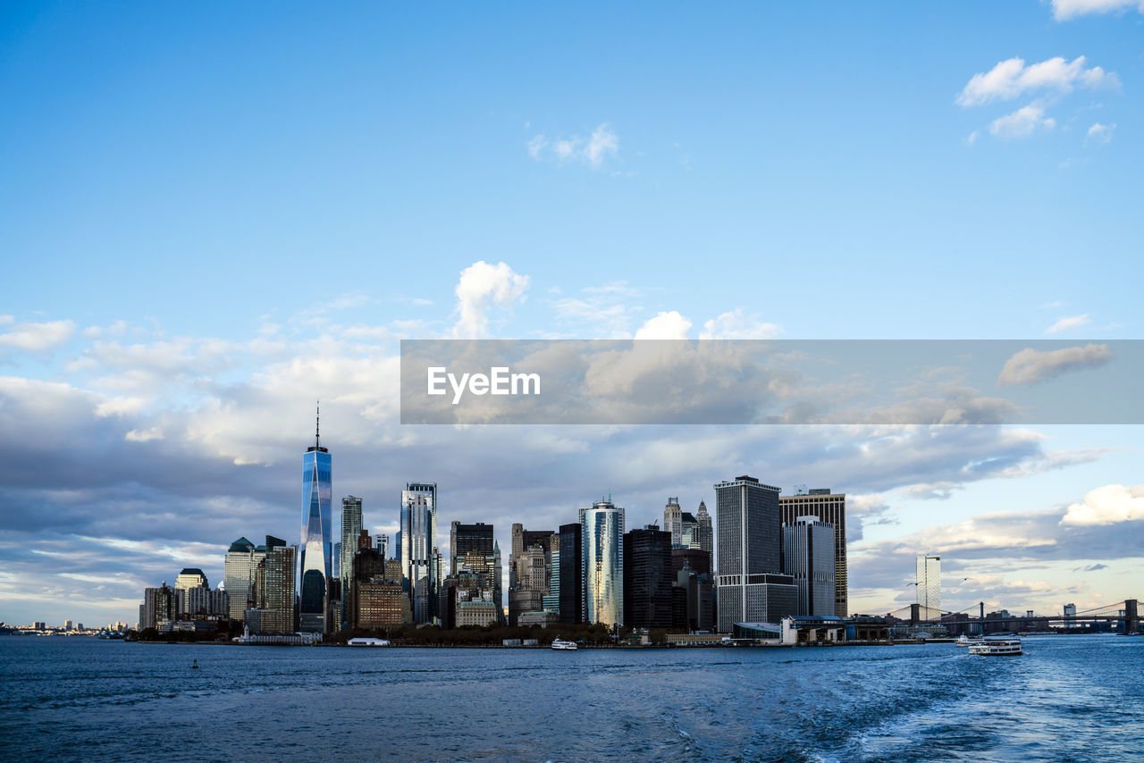 View of the world trade center skyline from the ship