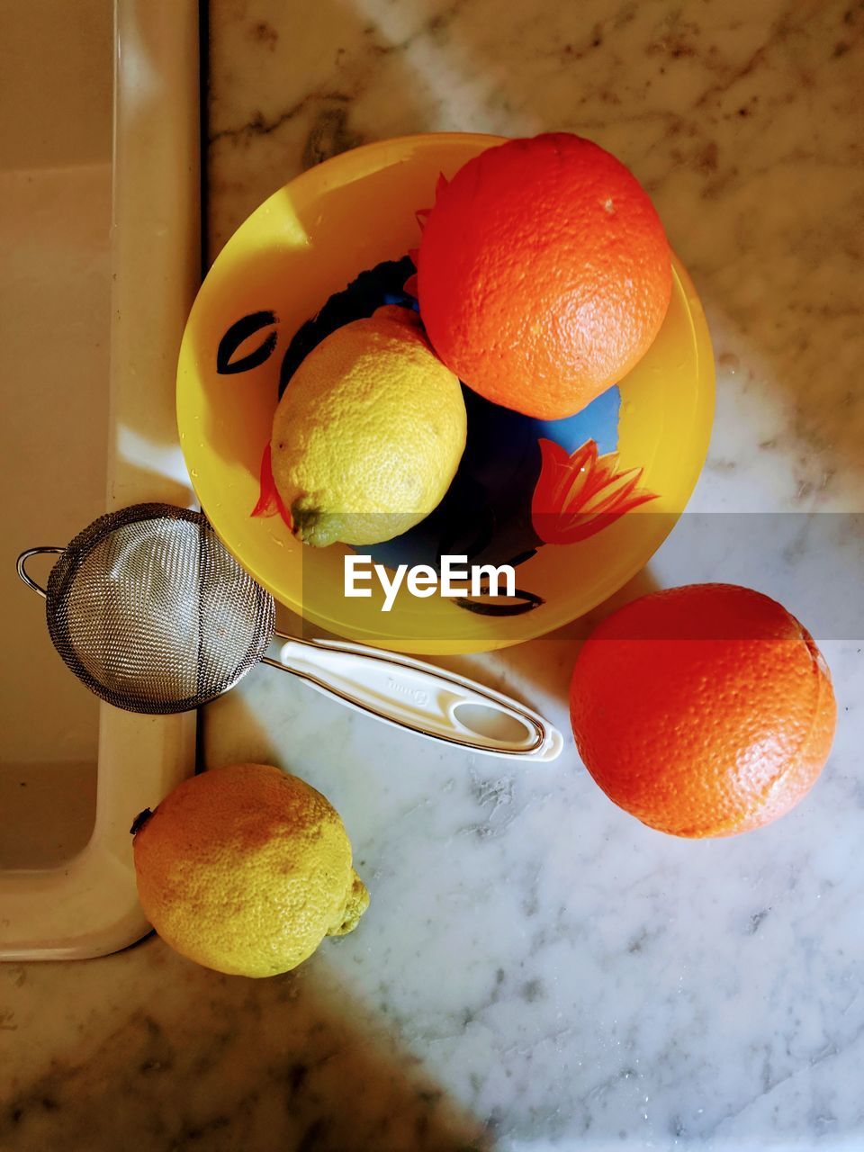 High angle view of fruits on table