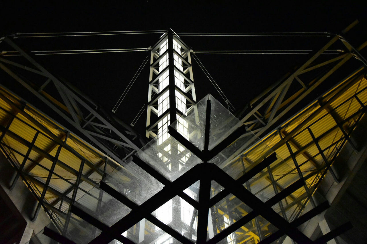 Low angle view of illuminated building