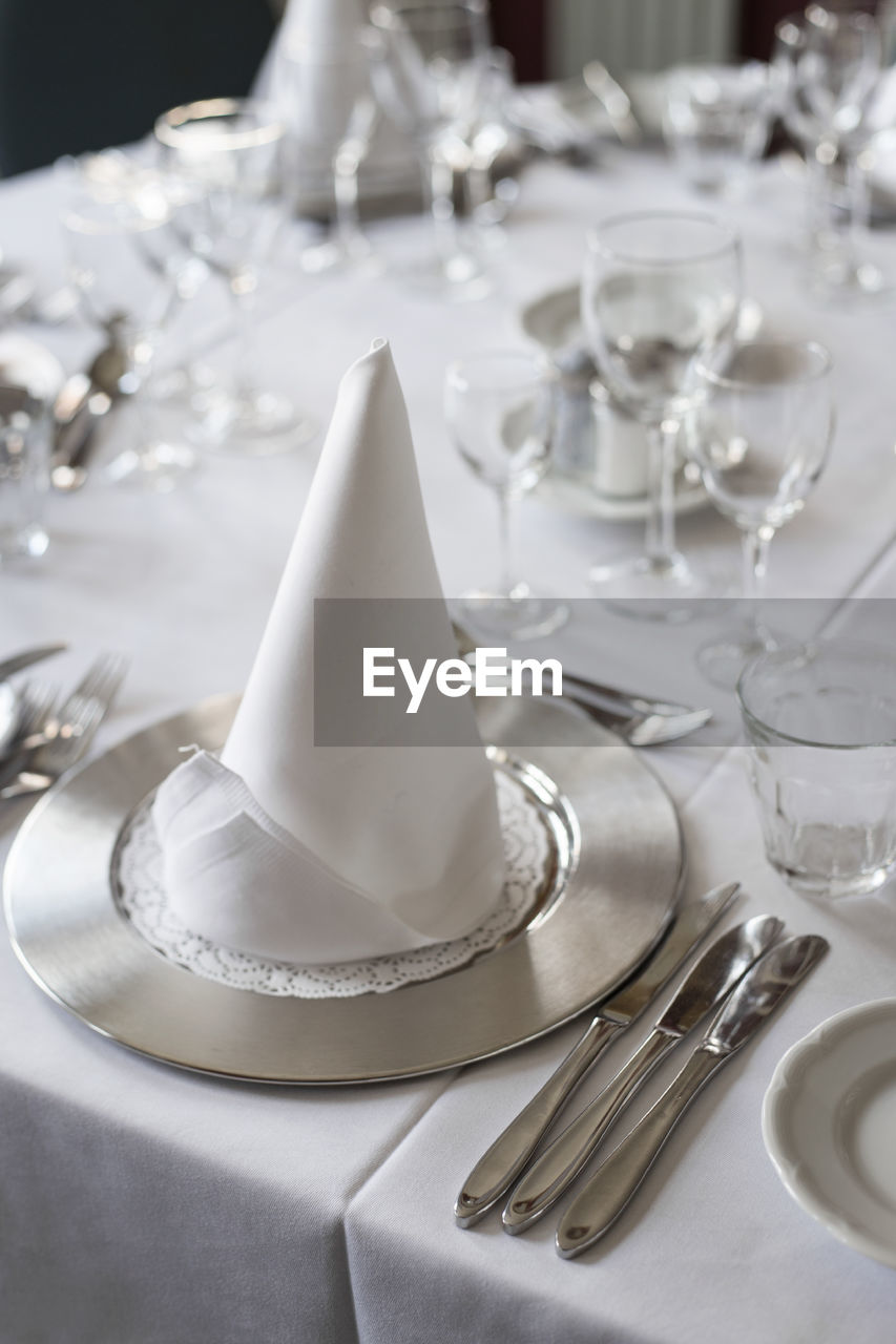 High angle view of place setting on table