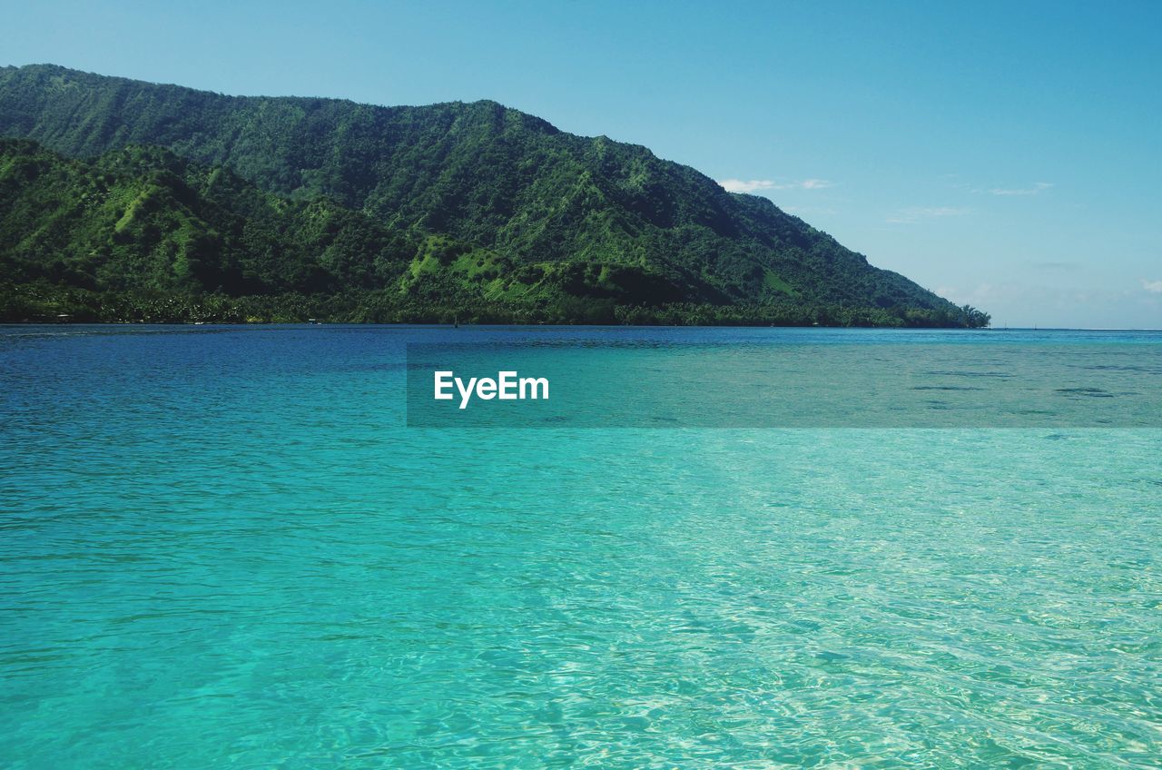 Scenic view of sea against clear sky