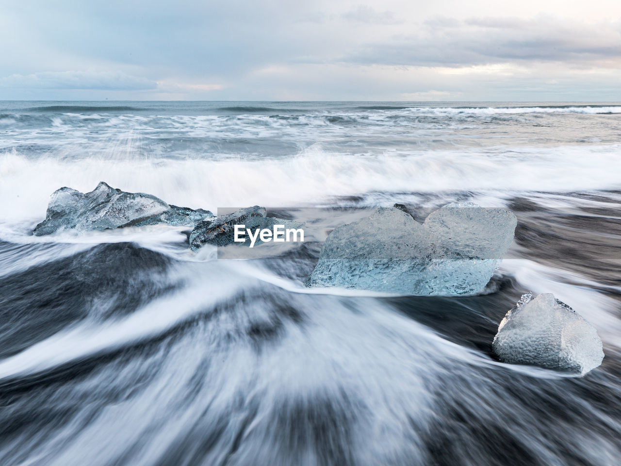 Long exposition of diamond beach,  iceland