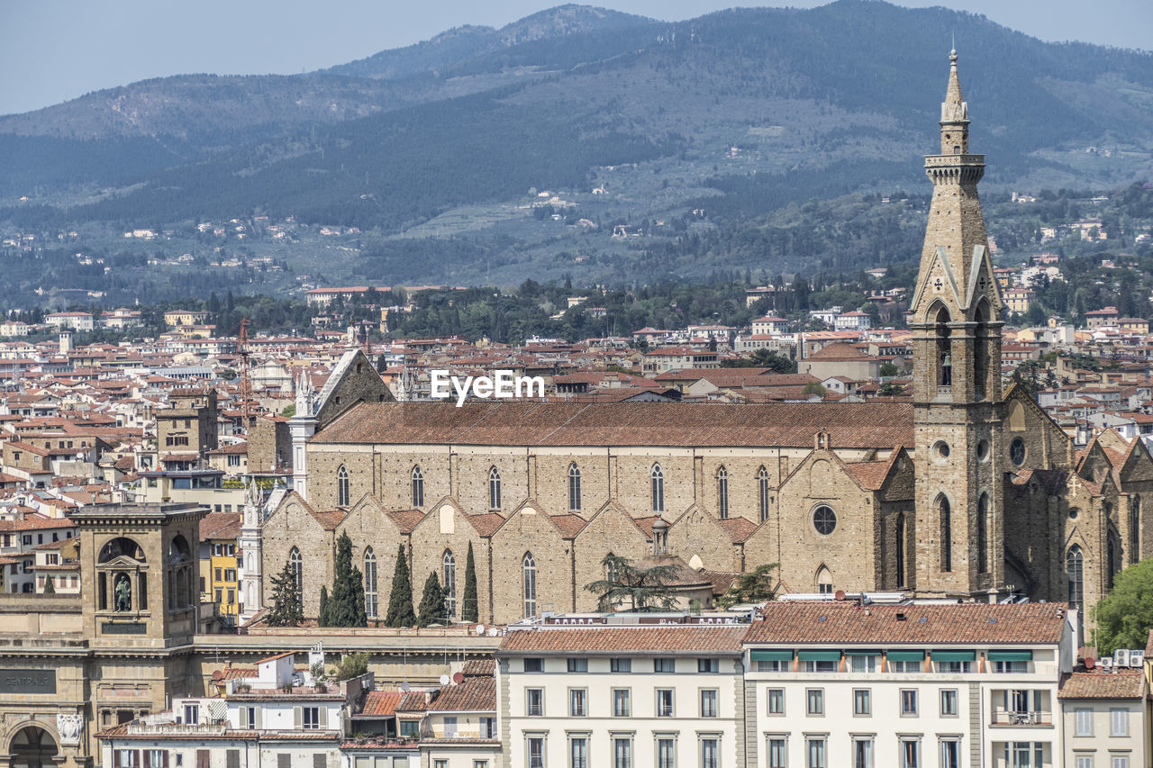 Aerial view of the basilica of santa croce in florence