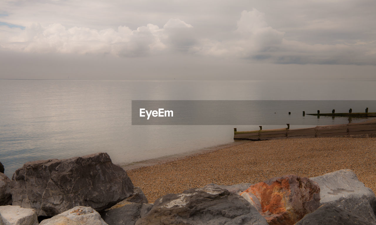 Scenic view of sea against cloudy sky