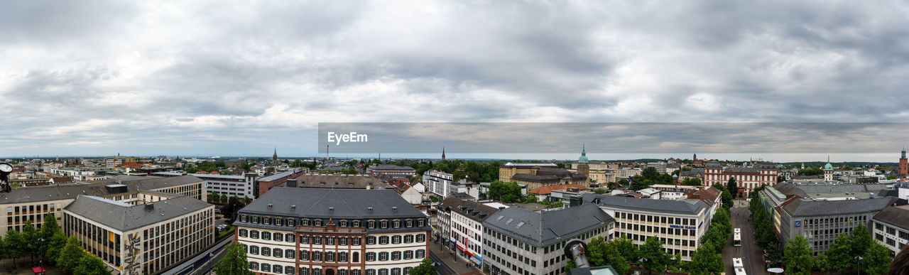 High angle view of darmstadt against sky