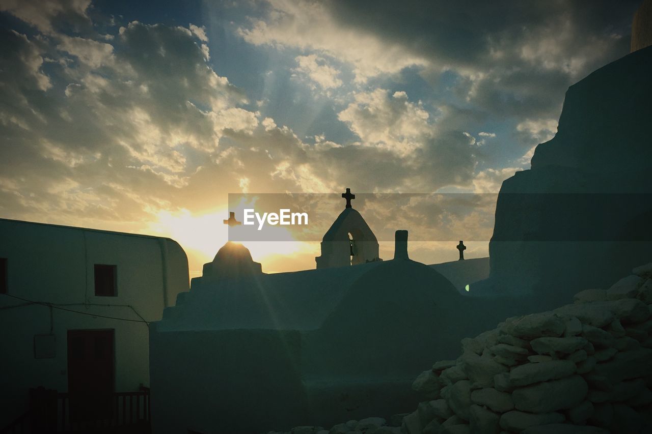 Church against sky during sunset