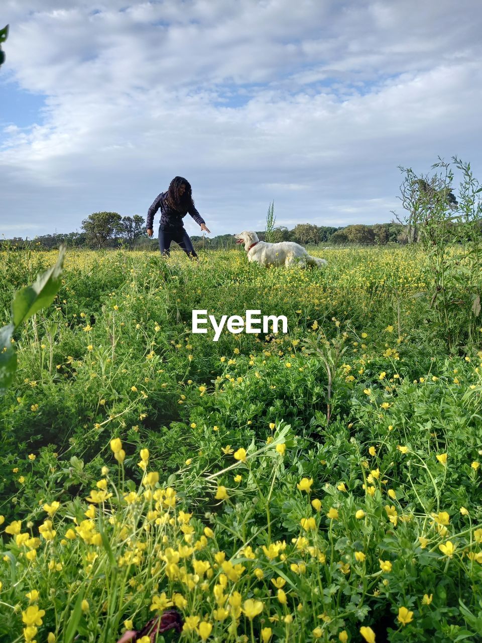 YOUNG WOMAN STANDING IN FIELD