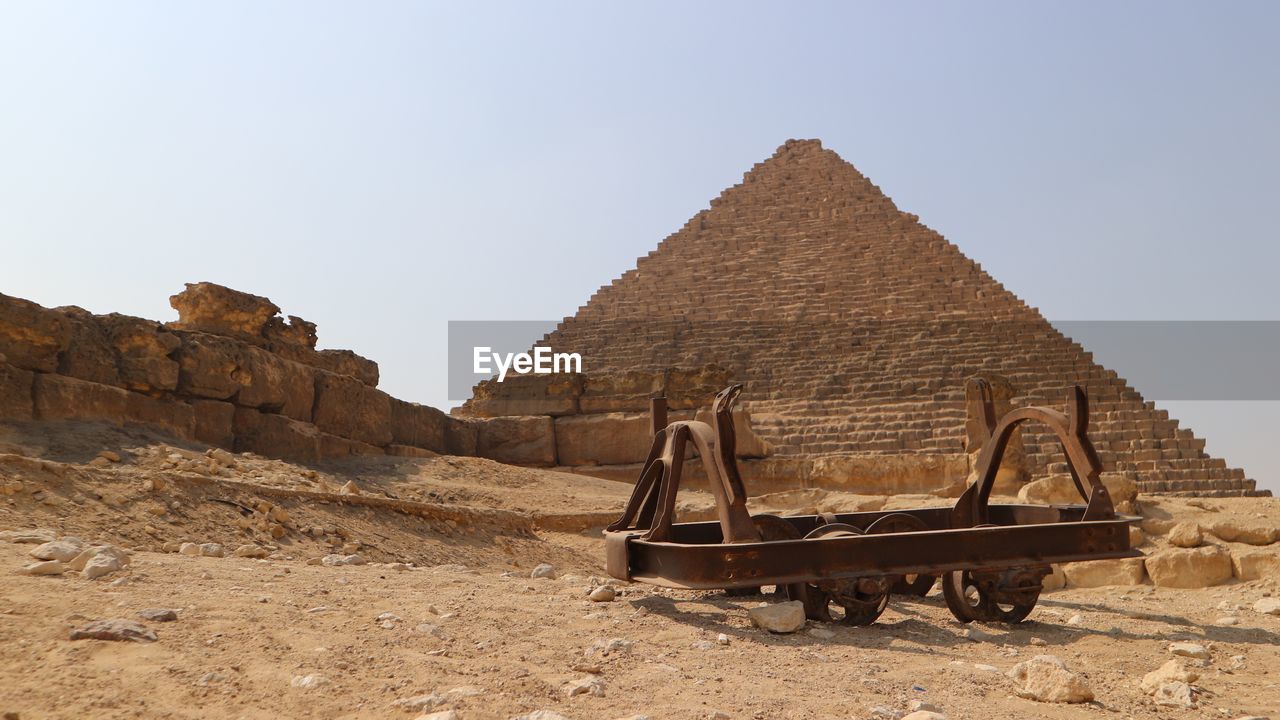 Old ruin against clear sky in desert