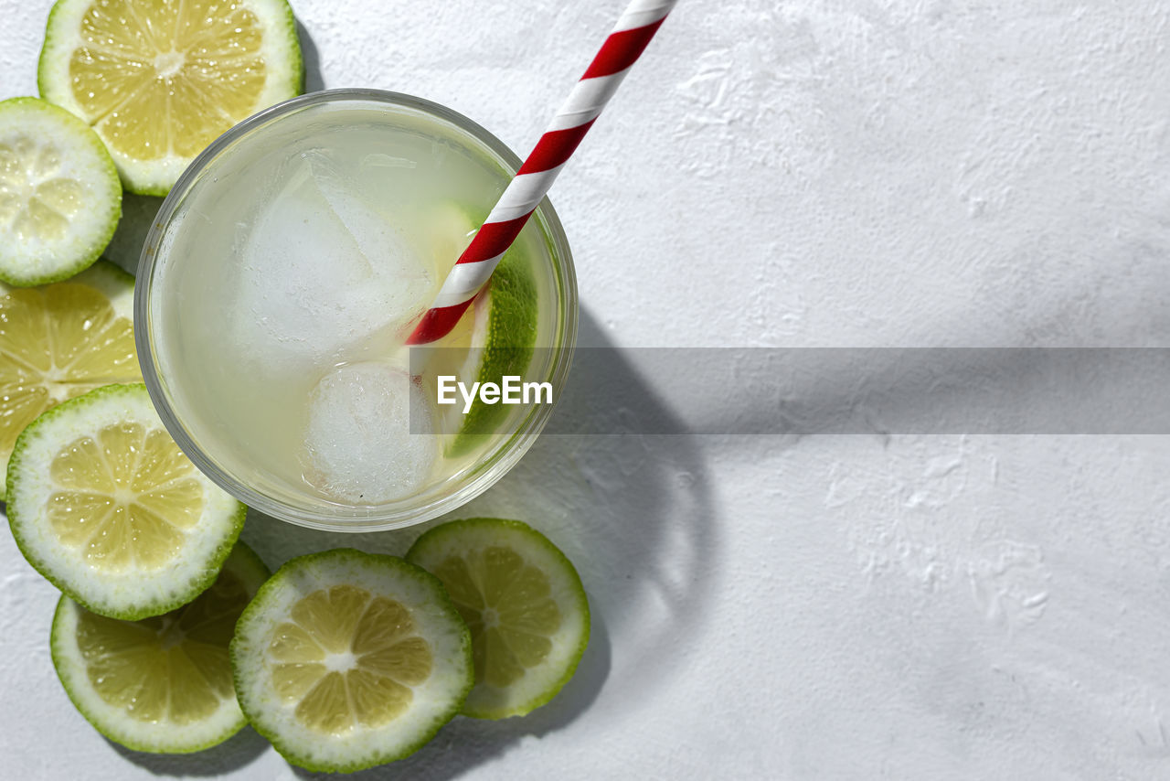 Directly above shot of fruits in glass