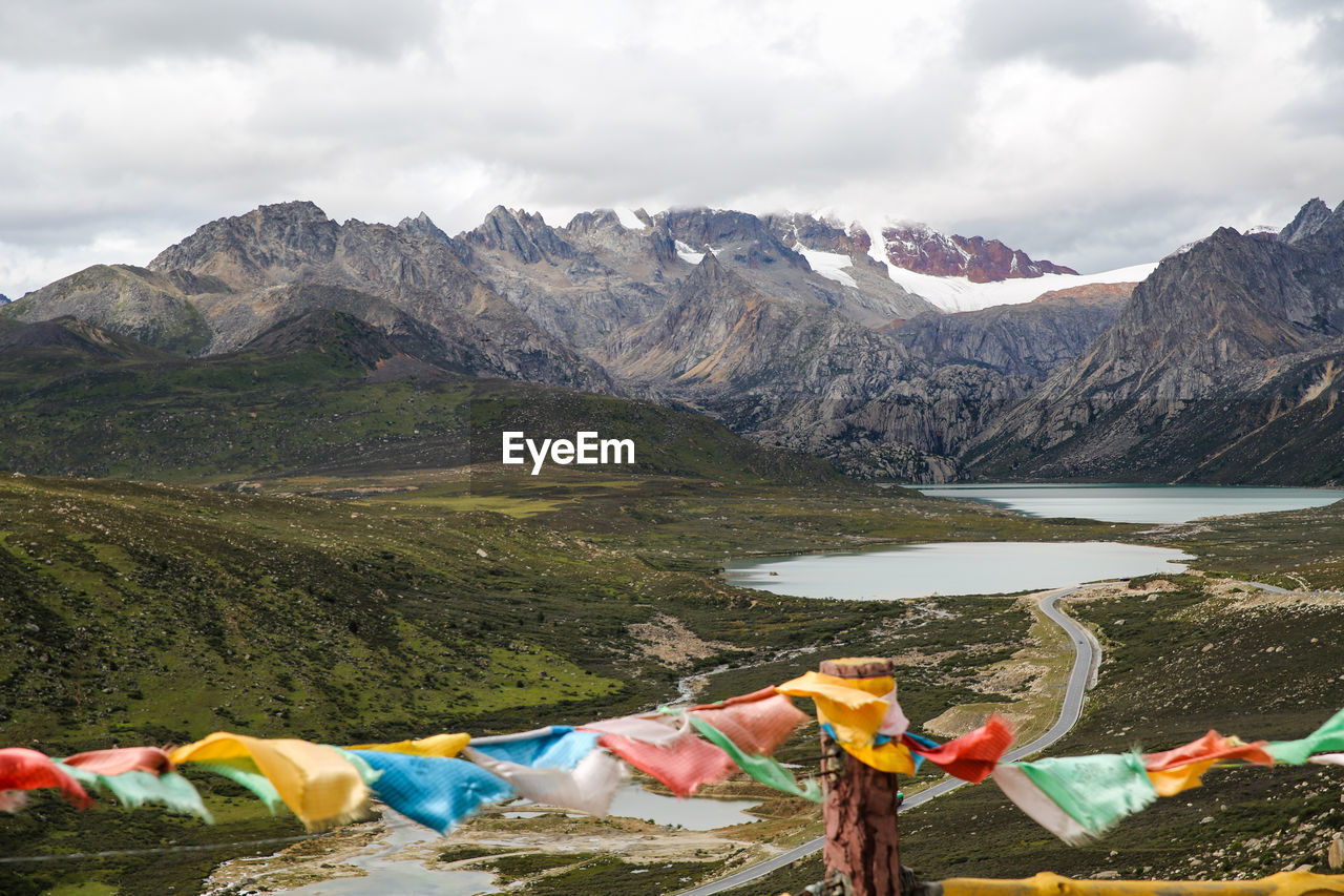 Panoramic view of lake against mountain range