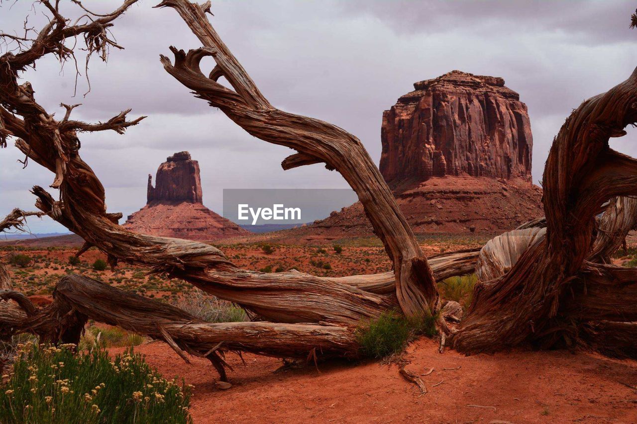 Rock formation on land against sky