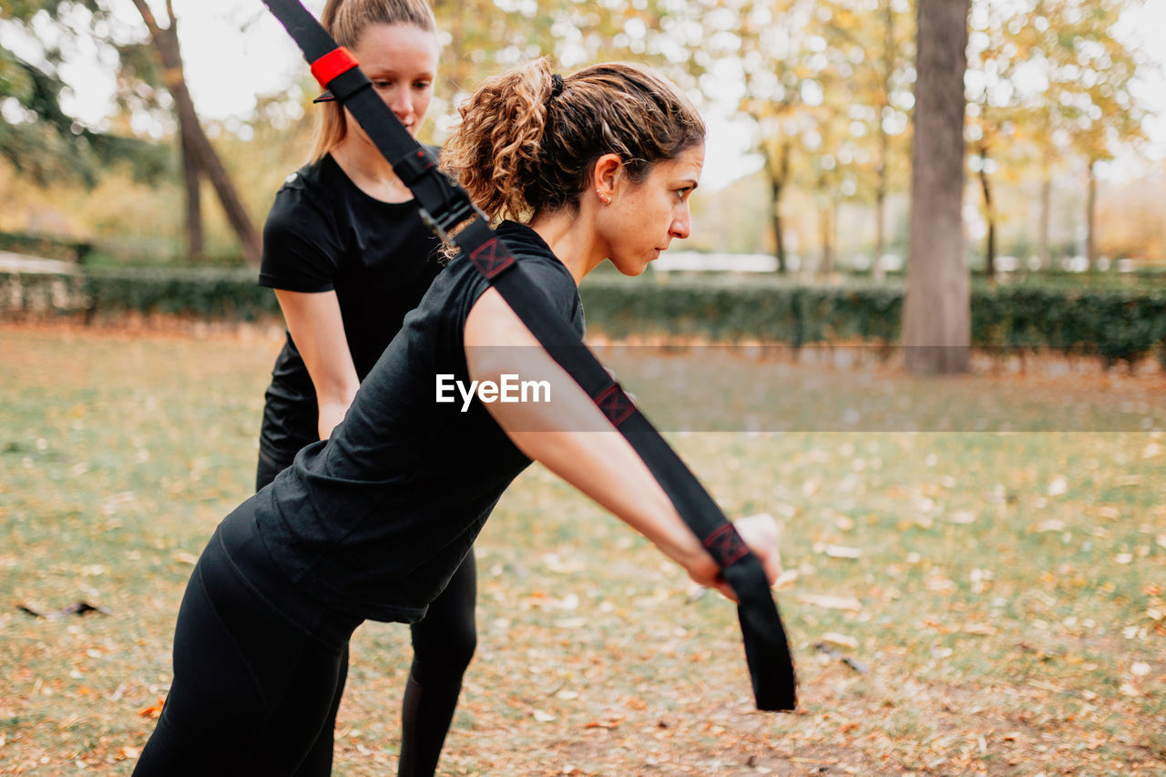 Women in park during autumn