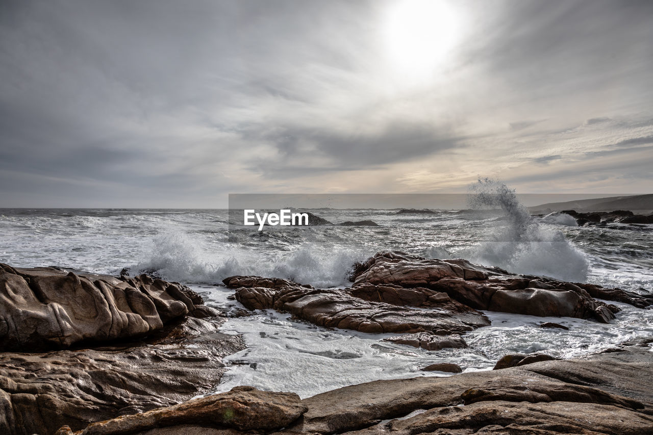 SEA WAVES SPLASHING ON ROCKS