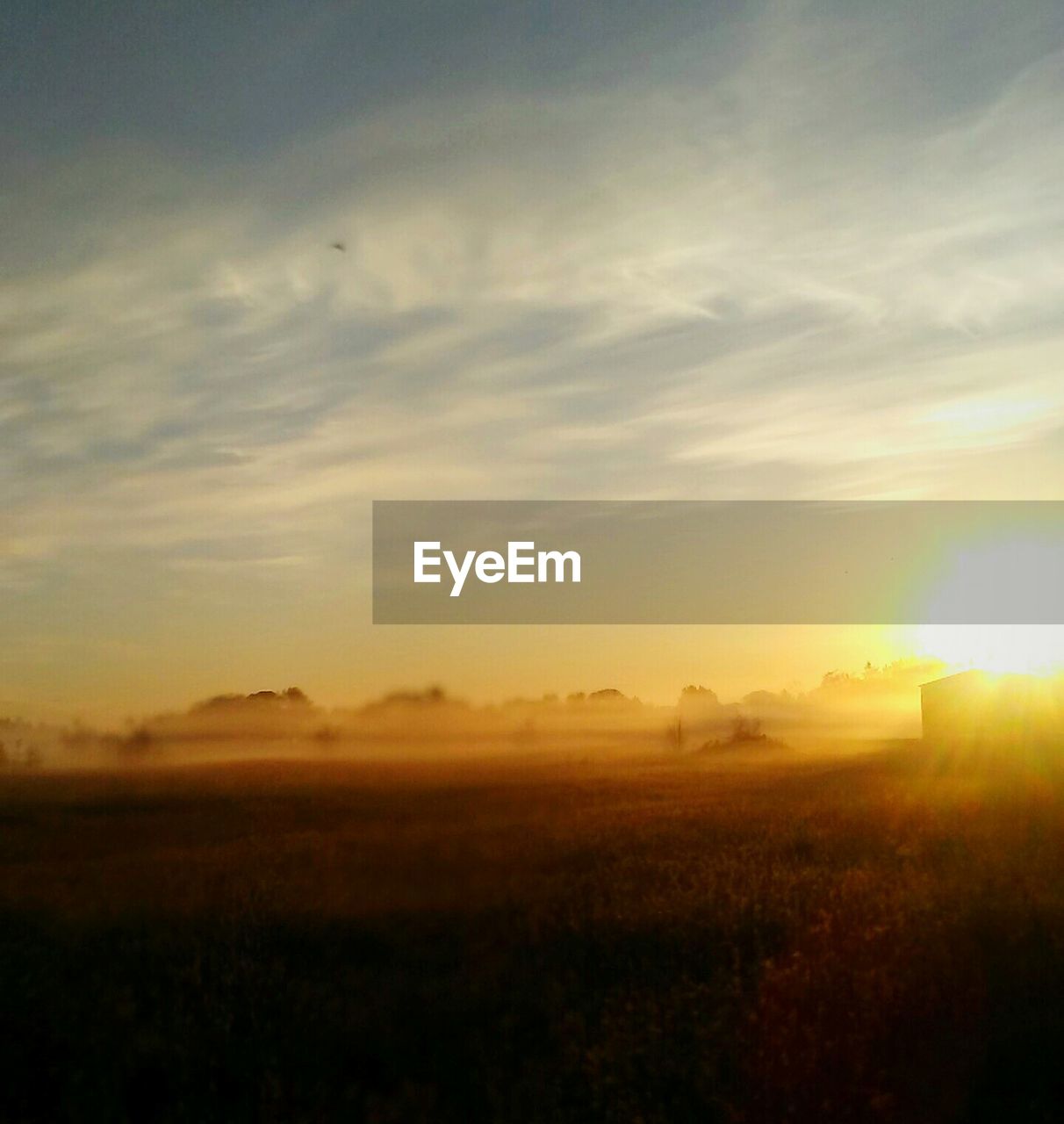 VIEW OF FIELD AGAINST SKY AT SUNSET