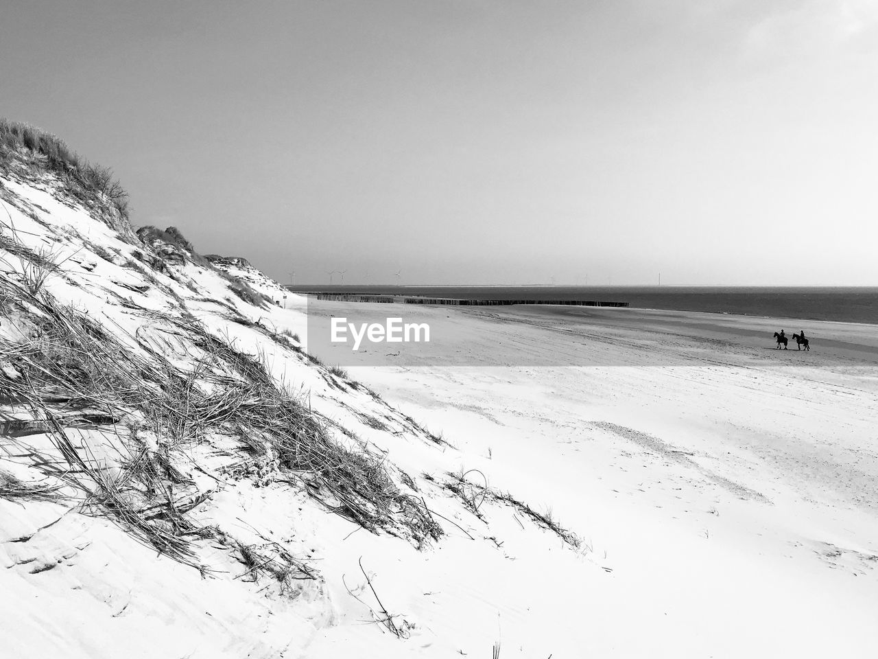 Scenic view of sea against sky during winter