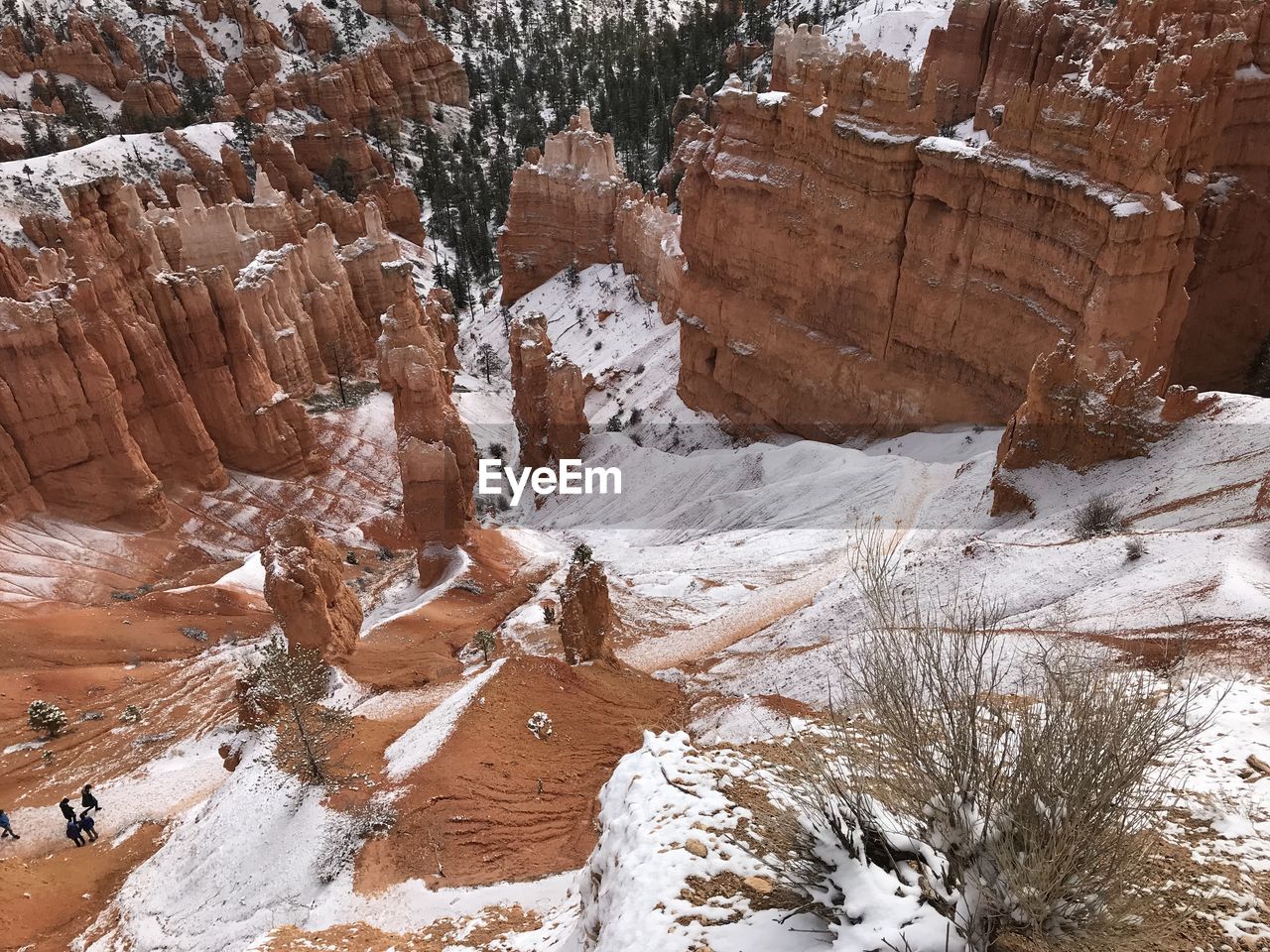 Rock formations in snow