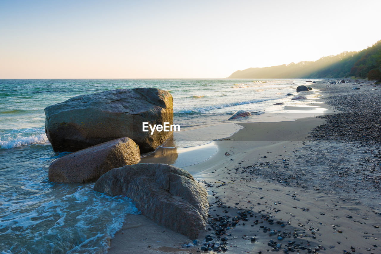 Scenic view of sea against clear sky