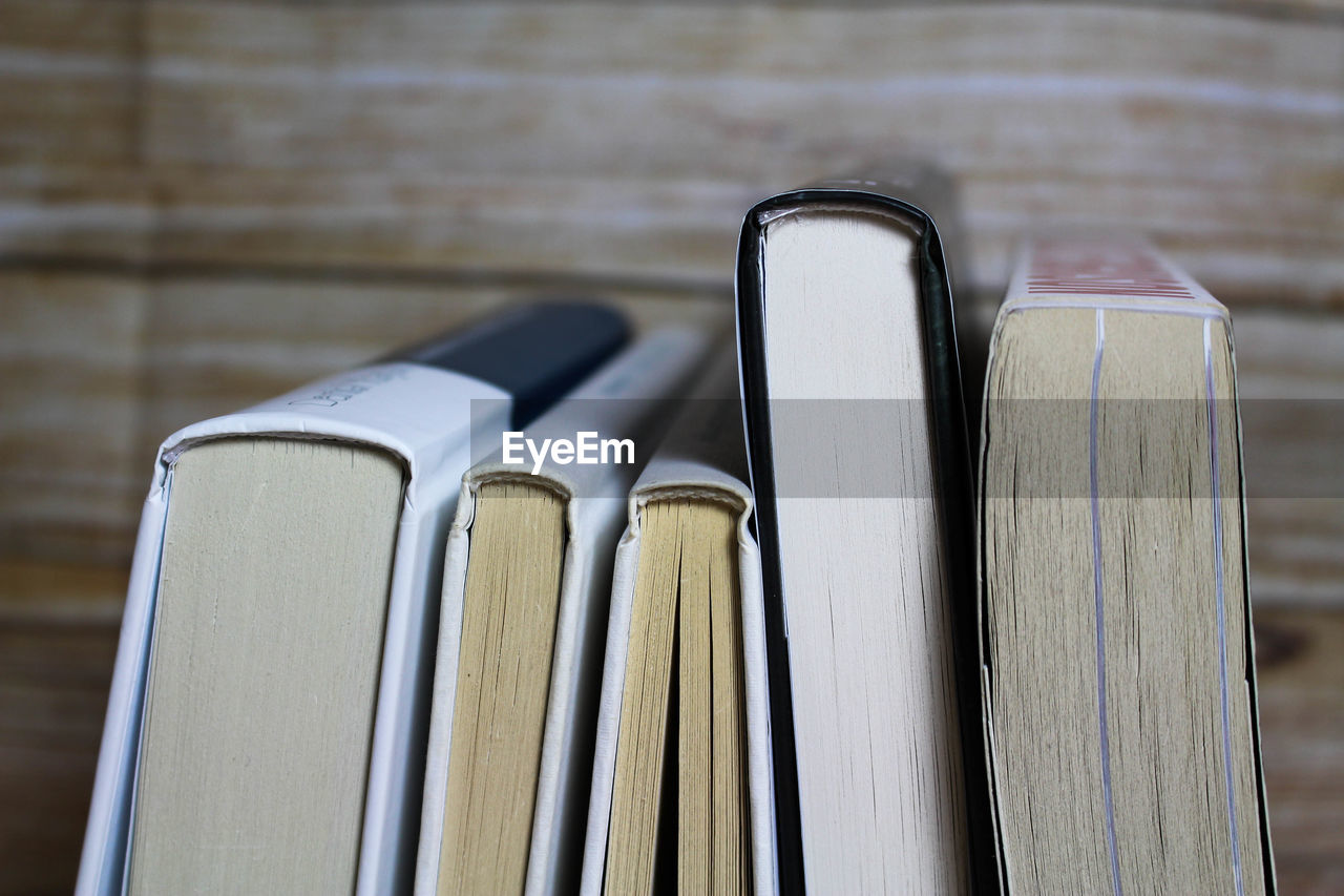 Close-up of books on table