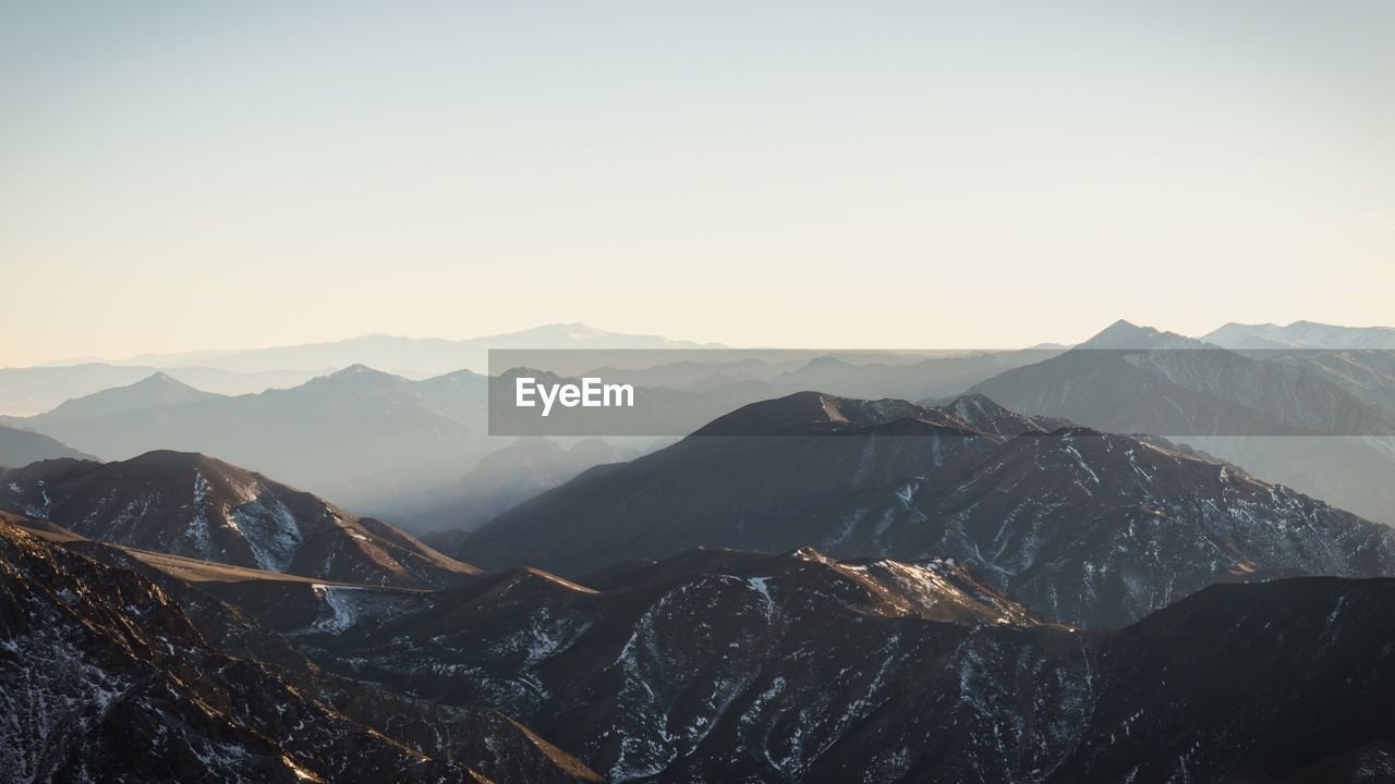 Scenic view of mountains against clear sky