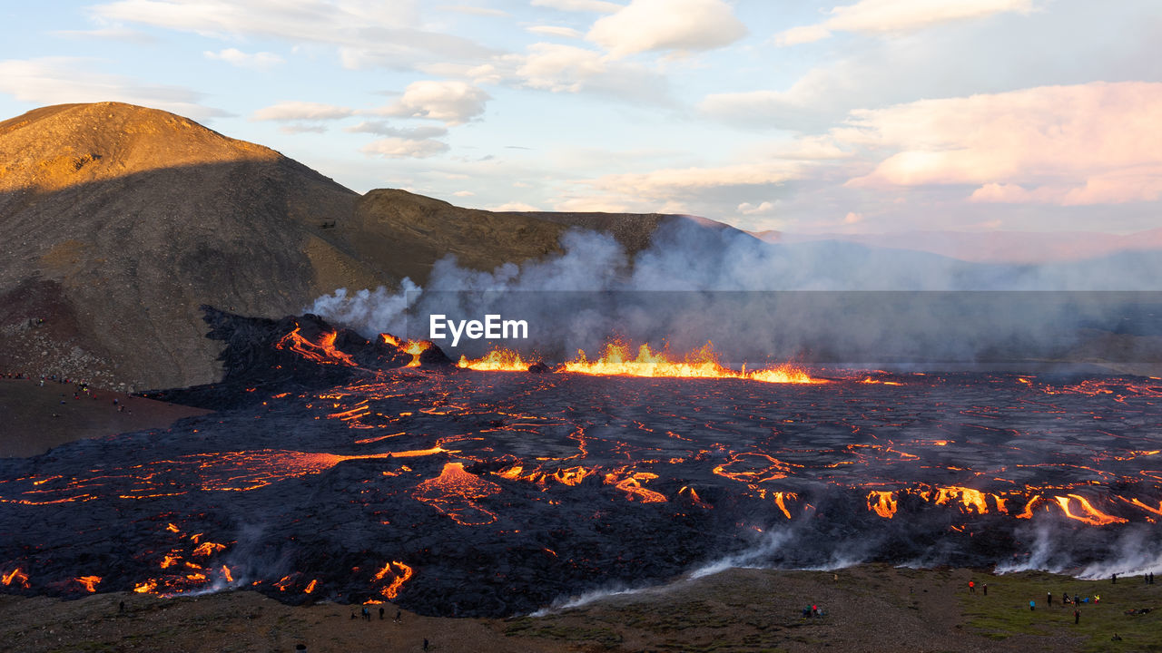 A volcanic eruption began on august 4th 2022 in the fagradalsfjall volcano, southwest iceland.