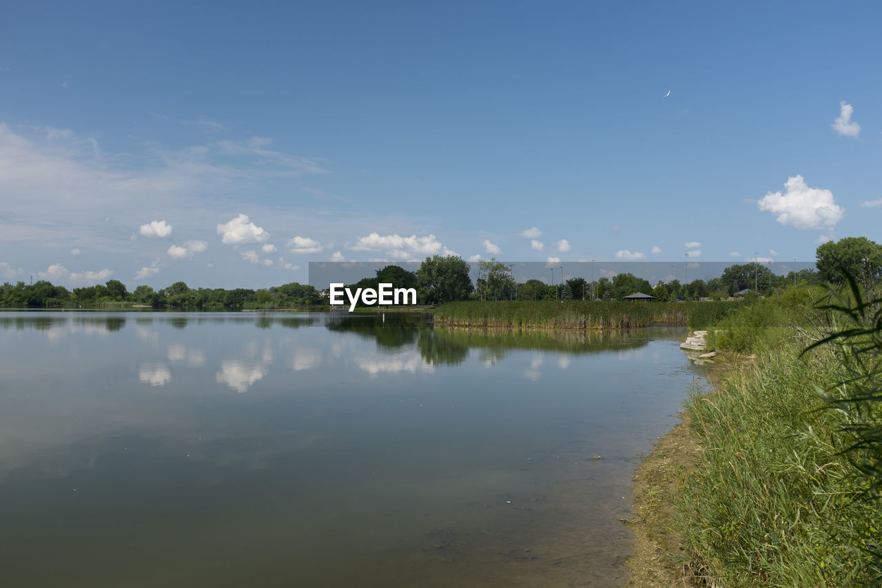 SCENIC VIEW OF LAKE AND TREES AGAINST SKY