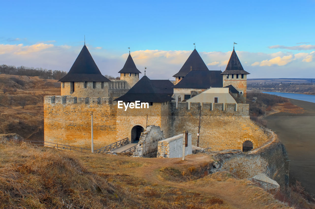 Old fortress in khotyn. ukraine. old ruins against sky