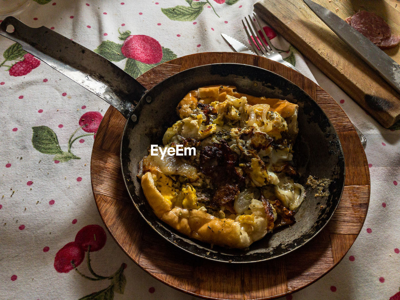 high angle view of food in container on table