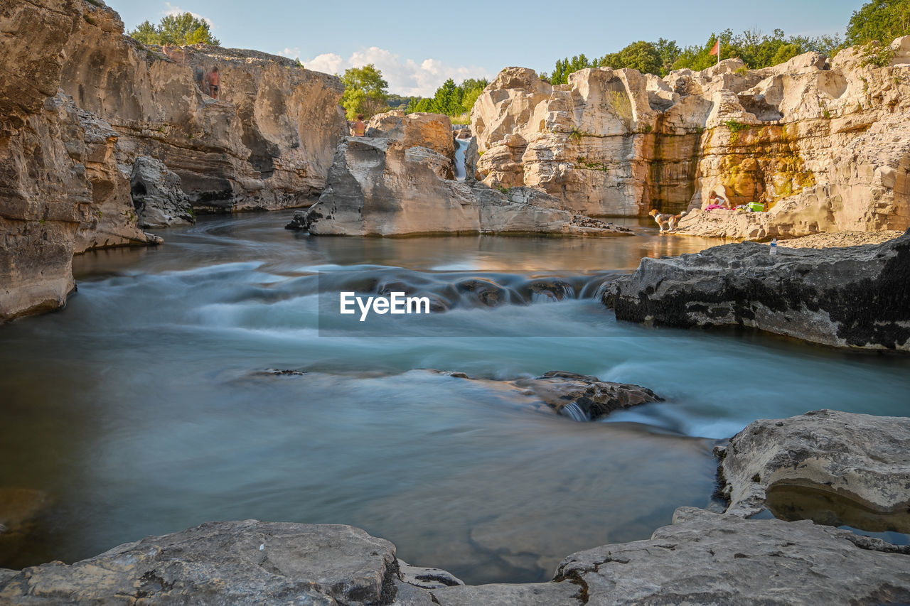 Scenic view of waterfall