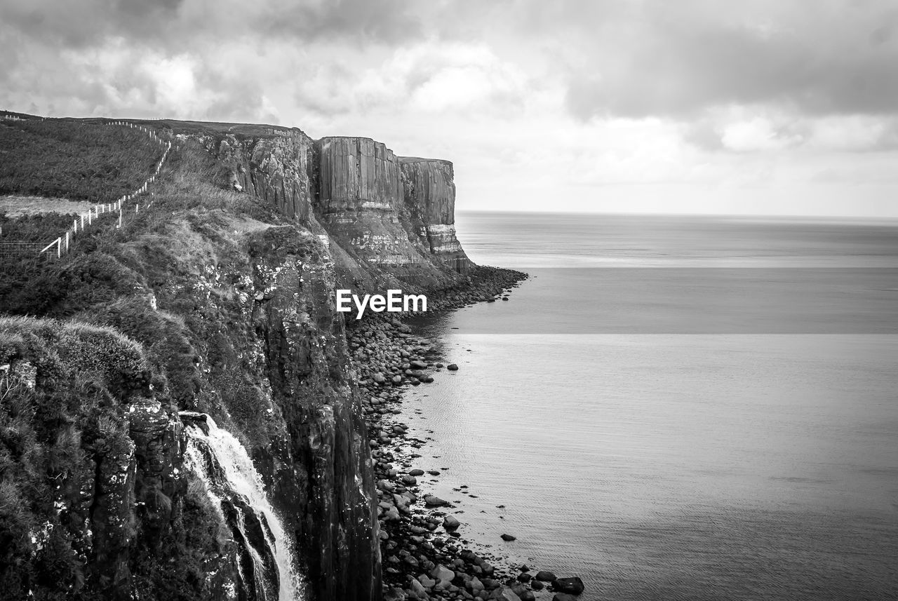 Scenic view of sea against cloudy sky