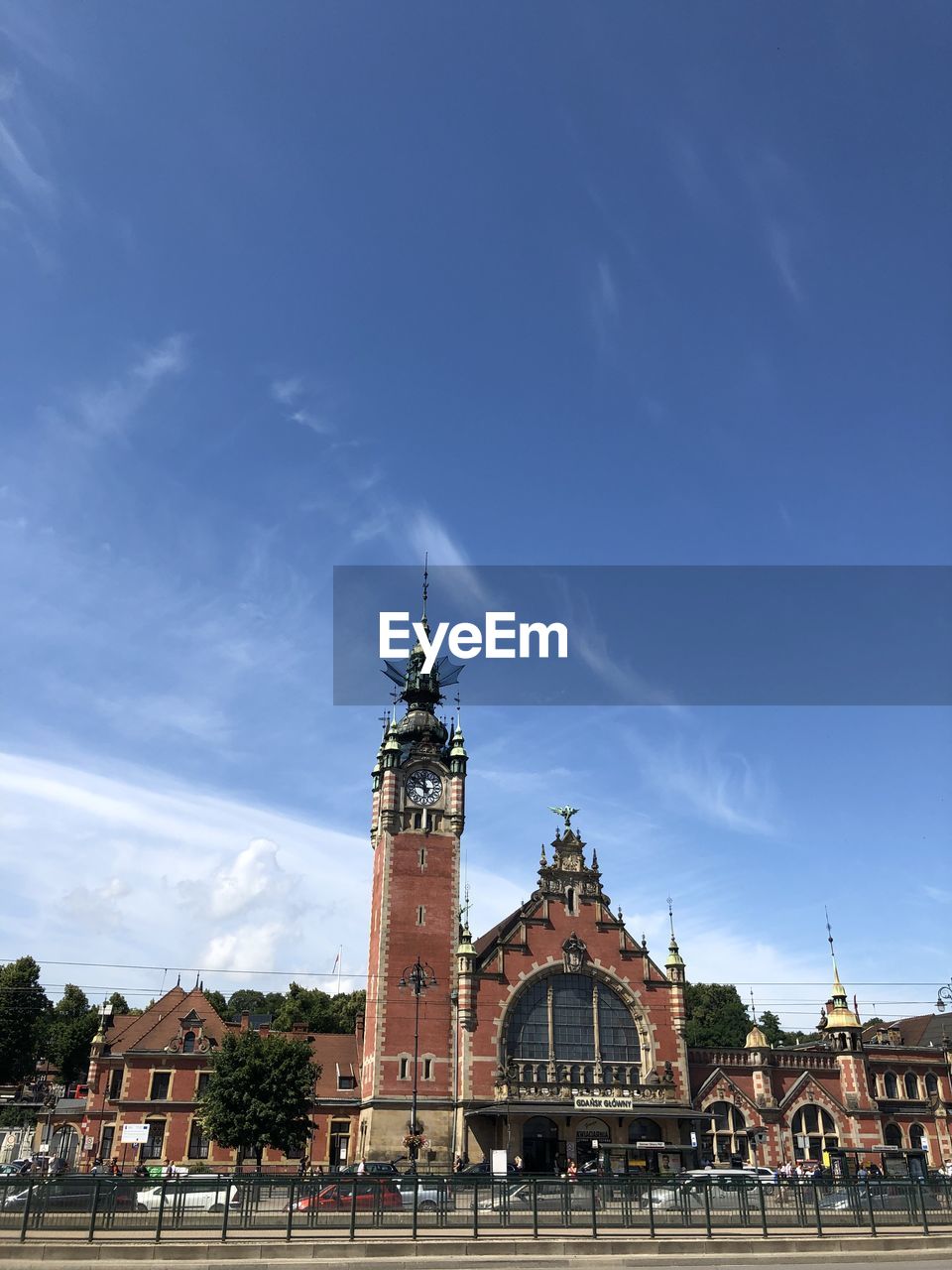 Buildings against blue sky in city