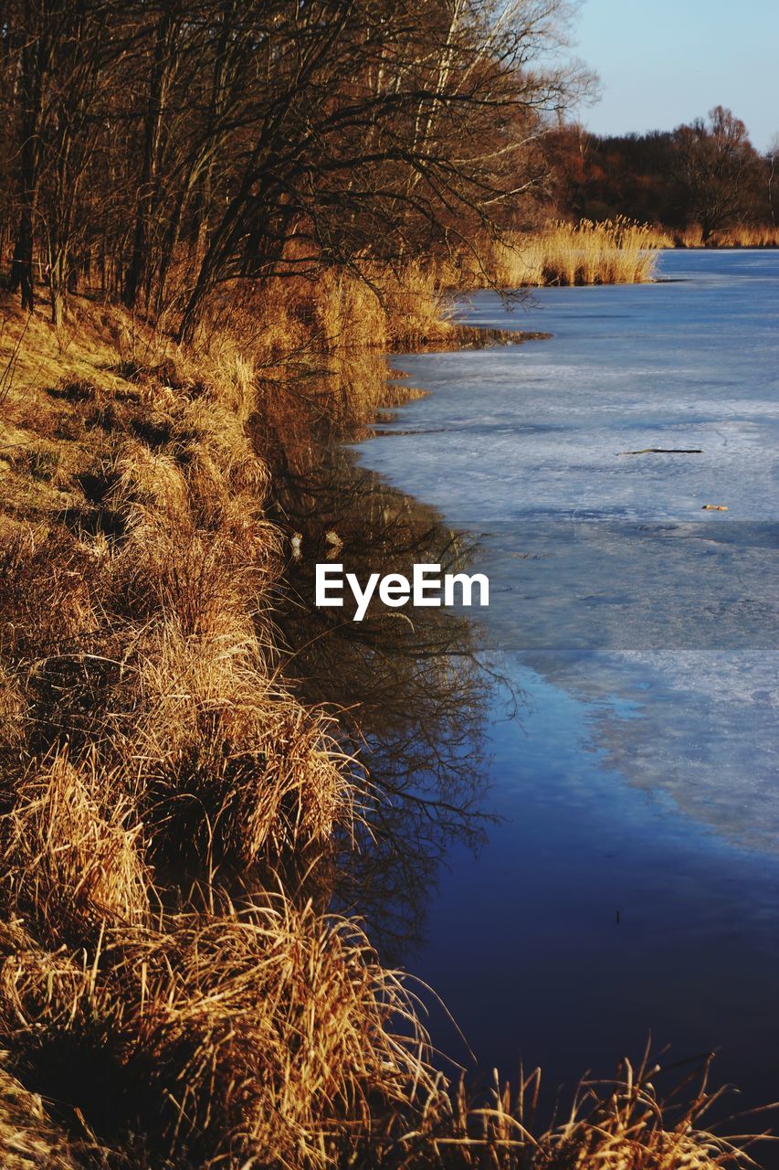 Scenic view of lake against sky