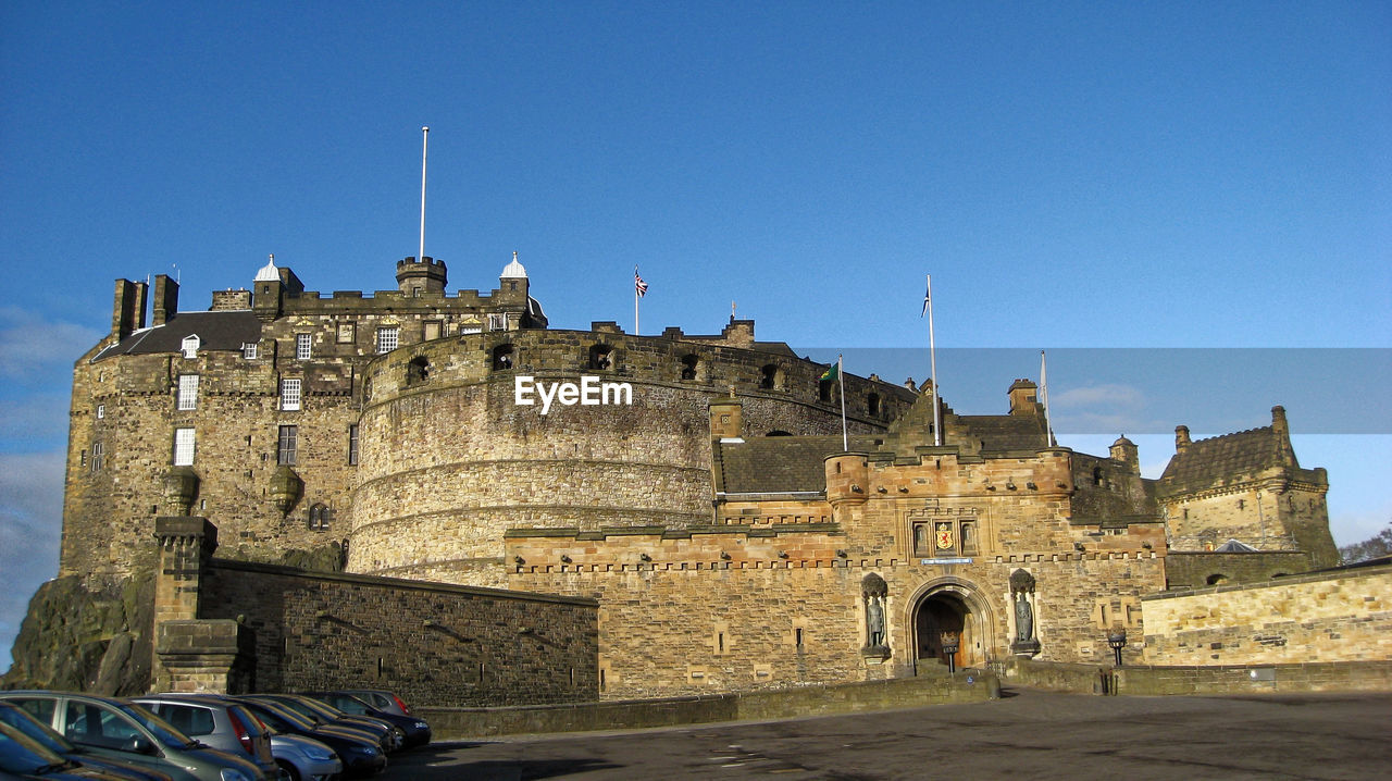Edinburgh castle against clear blue sky