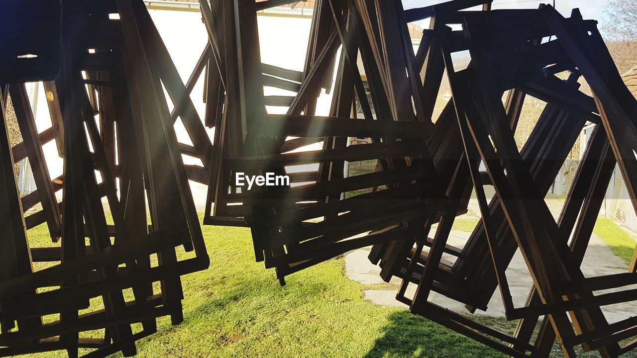 CLOSE-UP OF WOODEN CHAIRS