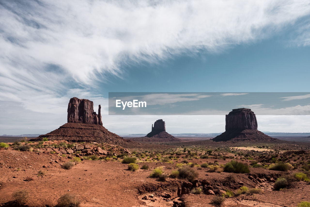 Scenic view of monument valley against sky