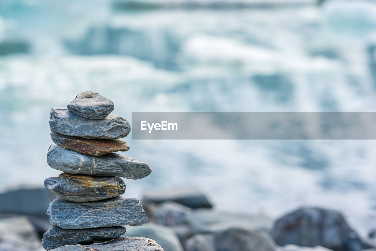 Stack of pebbles on beach