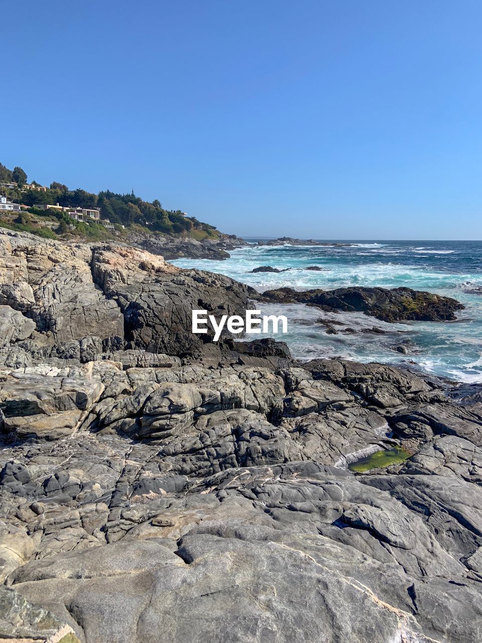 Scenic view of sea against clear sky