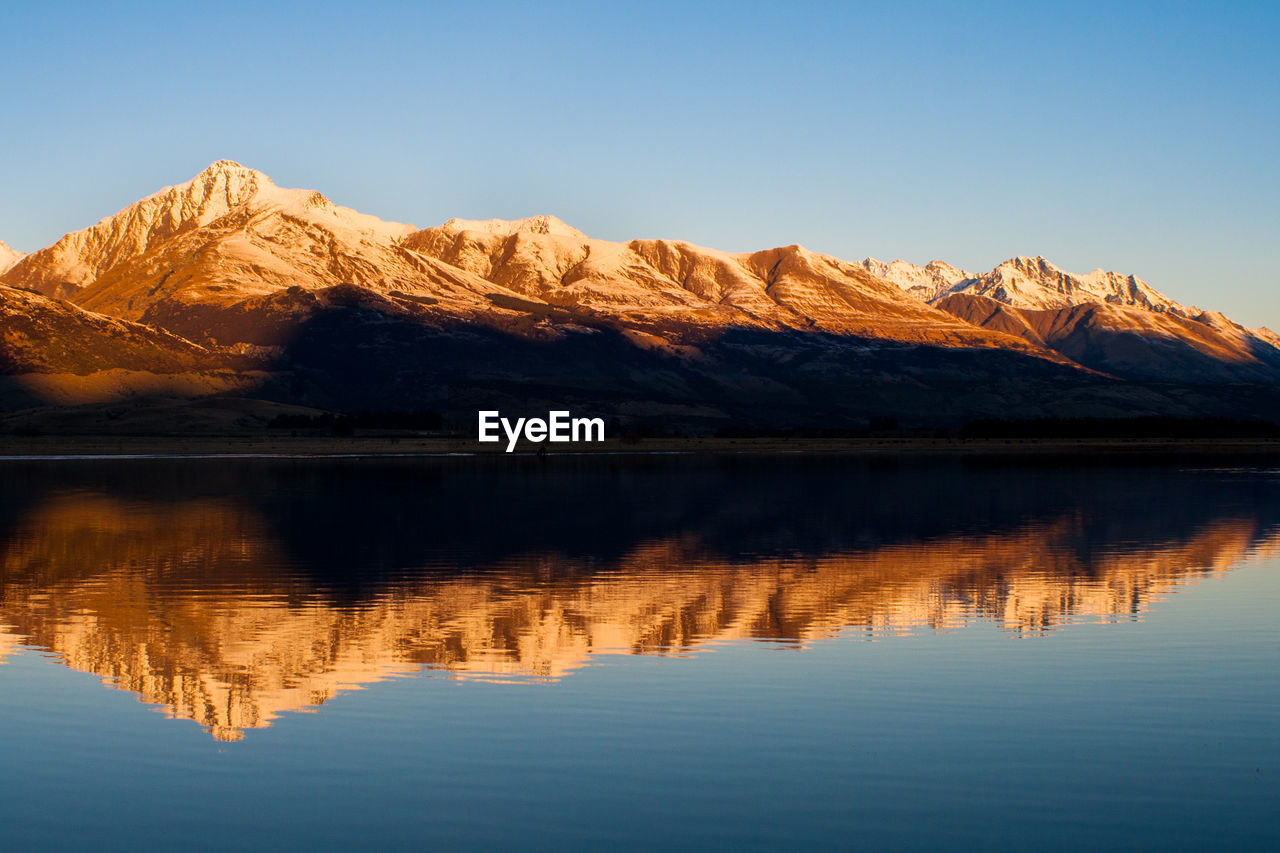 Reflection of mountain range in lake