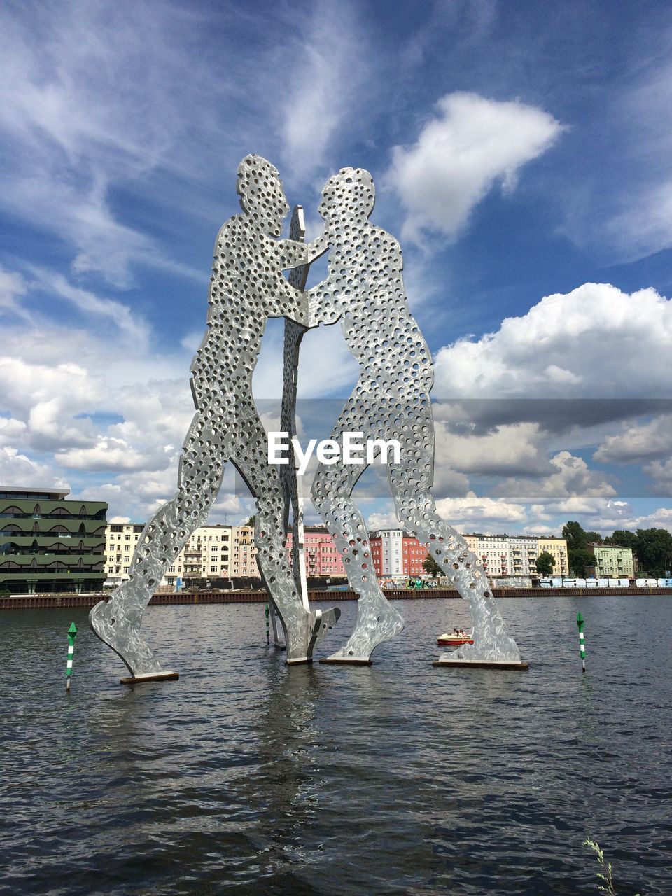 Nautical vessel in harbor against sky