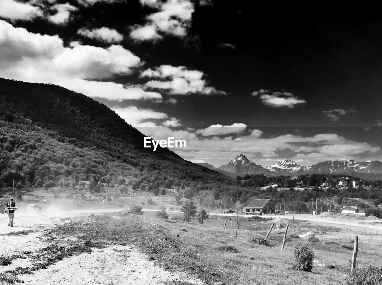 Landscape and mountains against sky