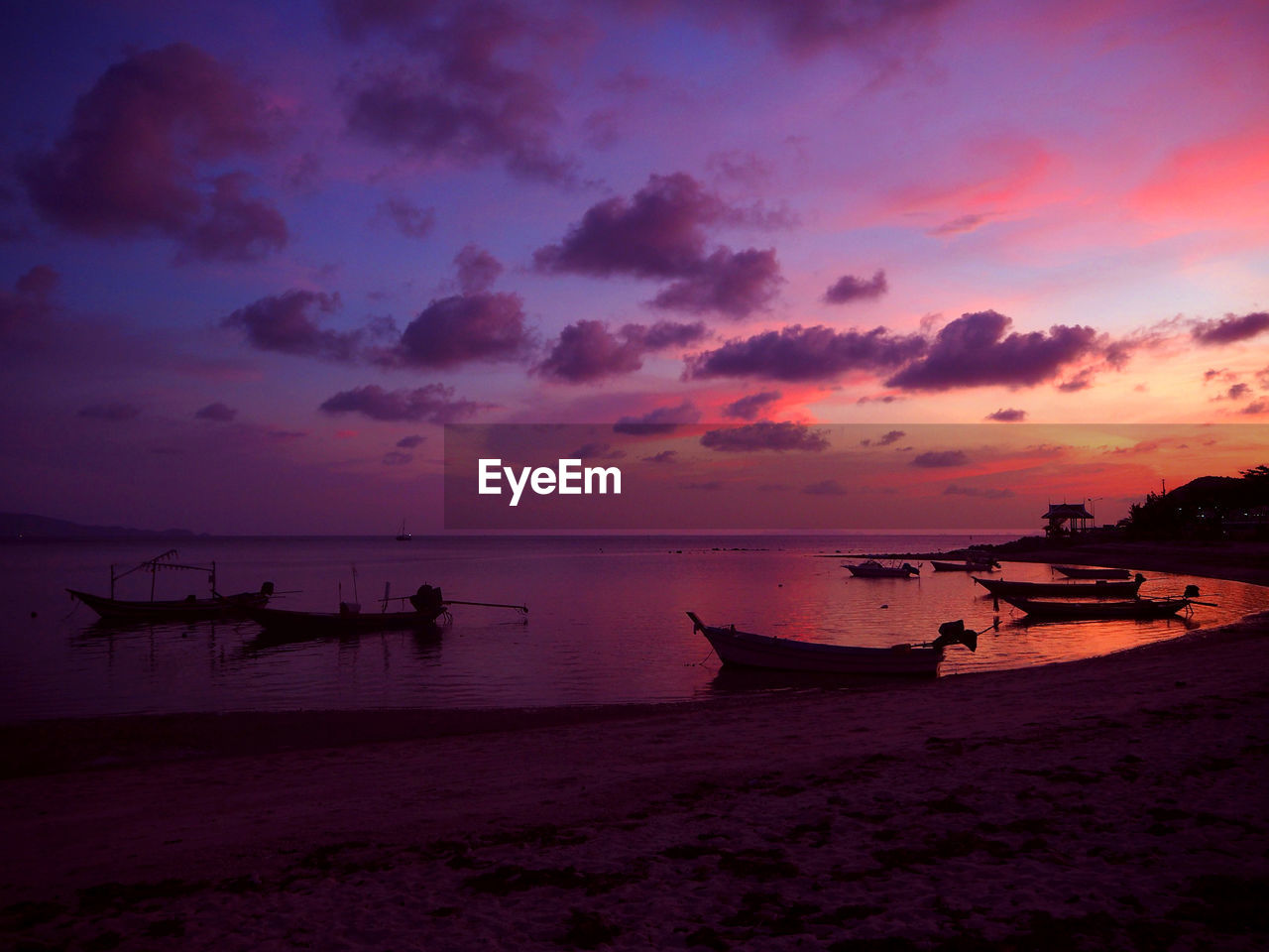 Scenic view of sunset over sea